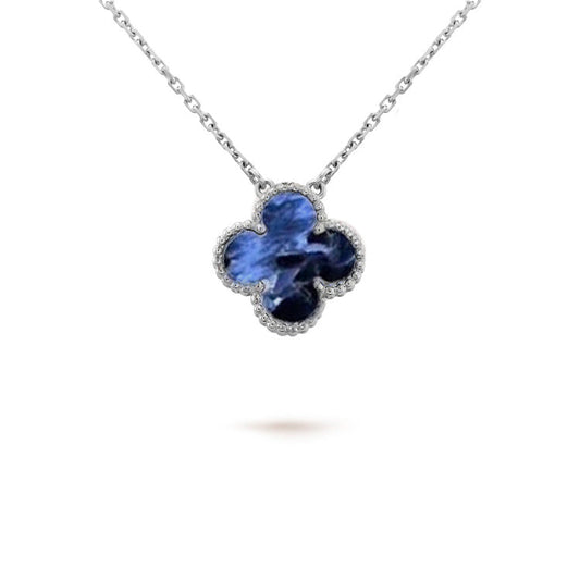 [Perla Lux]CLOVER 15MM PIETERSITE NECKLACE SILVER