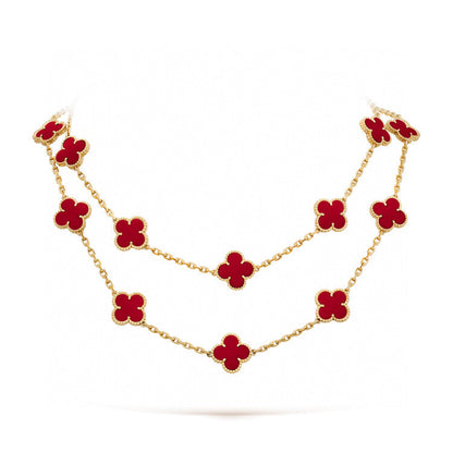 [Perla Lux]CLOVER 20 MOTIFS CARNELIAN NECKLACE