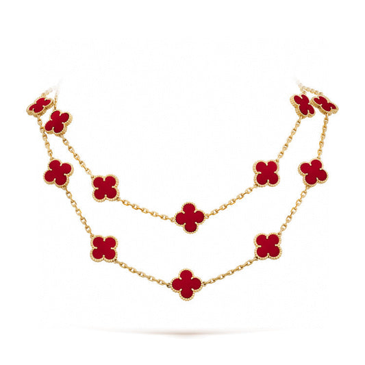 [Perla Lux]CLOVER 20 MOTIFS CARNELIAN NECKLACE