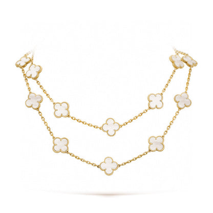 [Perla Lux]CLOVER 20 MOTIFS WHITE MOP NECKLACE