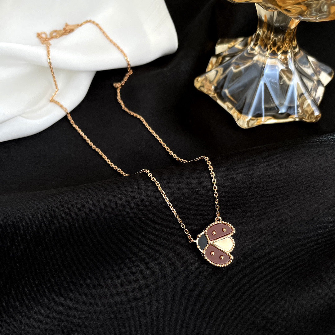 [Perla Lux]LUCKY  CARNELIANS LADYBUG NECKLACE