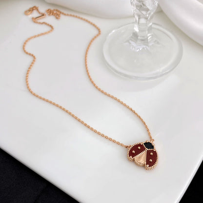 [Perla Lux]LUCKY  CARNELIANS LADYBUG NECKLACE