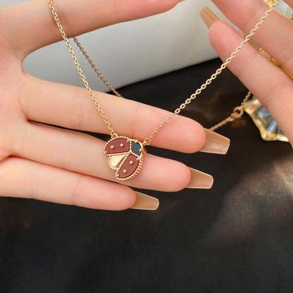 [Perla Lux]LUCKY  CARNELIANS LADYBUG NECKLACE