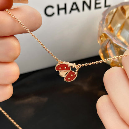 [Perla Lux]LUCKY  CARNELIANS LADYBUG NECKLACE
