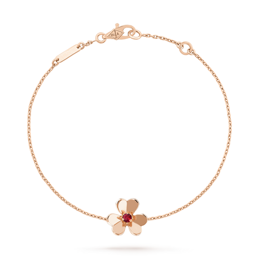 [Perla Lux]FRIVOLE GOLD FLOWER PINK MALACHITE BRACELET