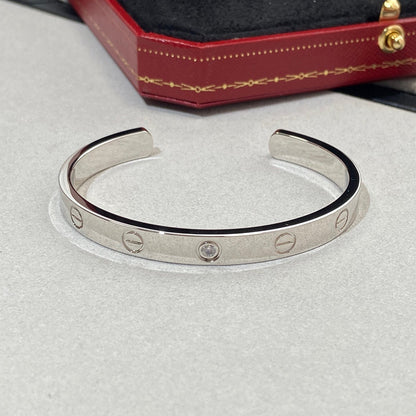 [Perla Lux]LOVE BRACELET 6.1MM 1 DIAMOND OPEN CUFF