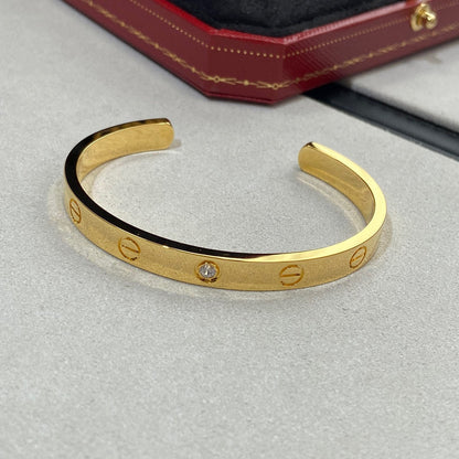 [Perla Lux]LOVE BRACELET 6.1MM 1 DIAMOND OPEN CUFF