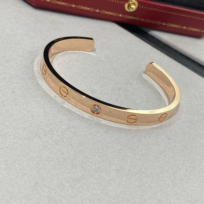 [Perla Lux]LOVE BRACELET 6.1MM 1 DIAMOND OPEN CUFF