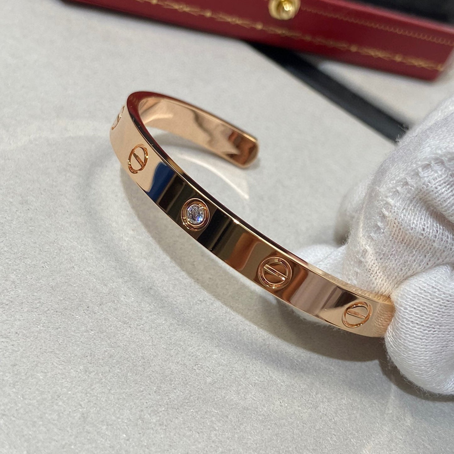 [Perla Lux]LOVE BRACELET 6.1MM 1 DIAMOND OPEN CUFF