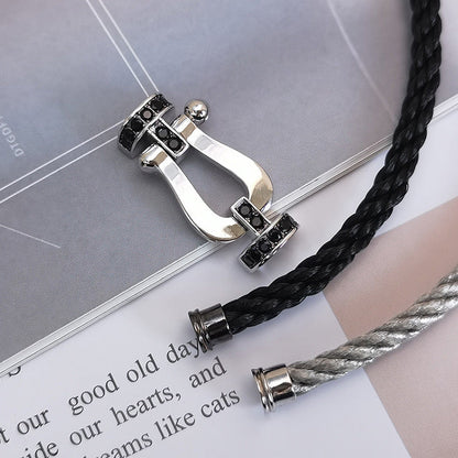 [Perla Lux]FORCE LARGE HORSESHOE BLACK DIAMOND BRACELET SILVER