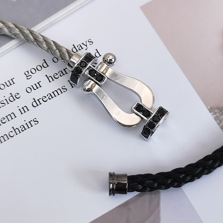 [Perla Lux]FORCE LARGE HORSESHOE BLACK DIAMOND BRACELET SILVER