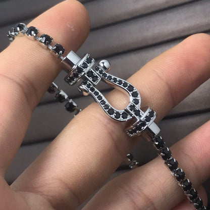 [Perla Lux]FORCE  LARGE HORSESHOE FULL DIAMOND TENNIS BRACELET