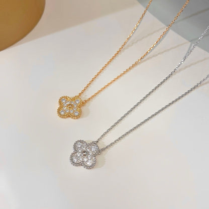 [Perla Lux]CLOVER 15MM DIAMOND SINGLE FLOWER NECKLACE