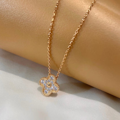 [Perla Lux]CLOVER 15MM DIAMOND SINGLE FLOWER NECKLACE