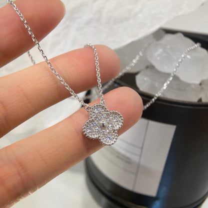 [Perla Lux]CLOVER 15MM DIAMOND SINGLE FLOWER NECKLACE