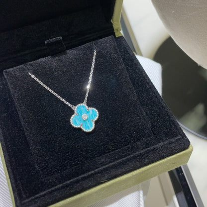 [Perla Lux]CLOVER 15MM DIAMOND SVRES PORCELAIN  NECKLACE SILVER