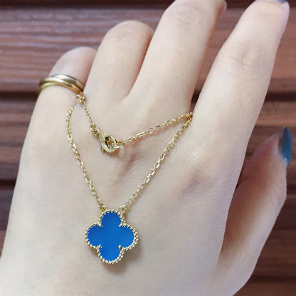 [Perla Lux]CLOVER 15MM BLUE AGATE NECKLACE