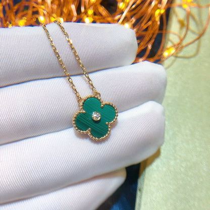 [Perla Lux]CLOVER 15MM DIAMOND TURQUOISE NECKLACE