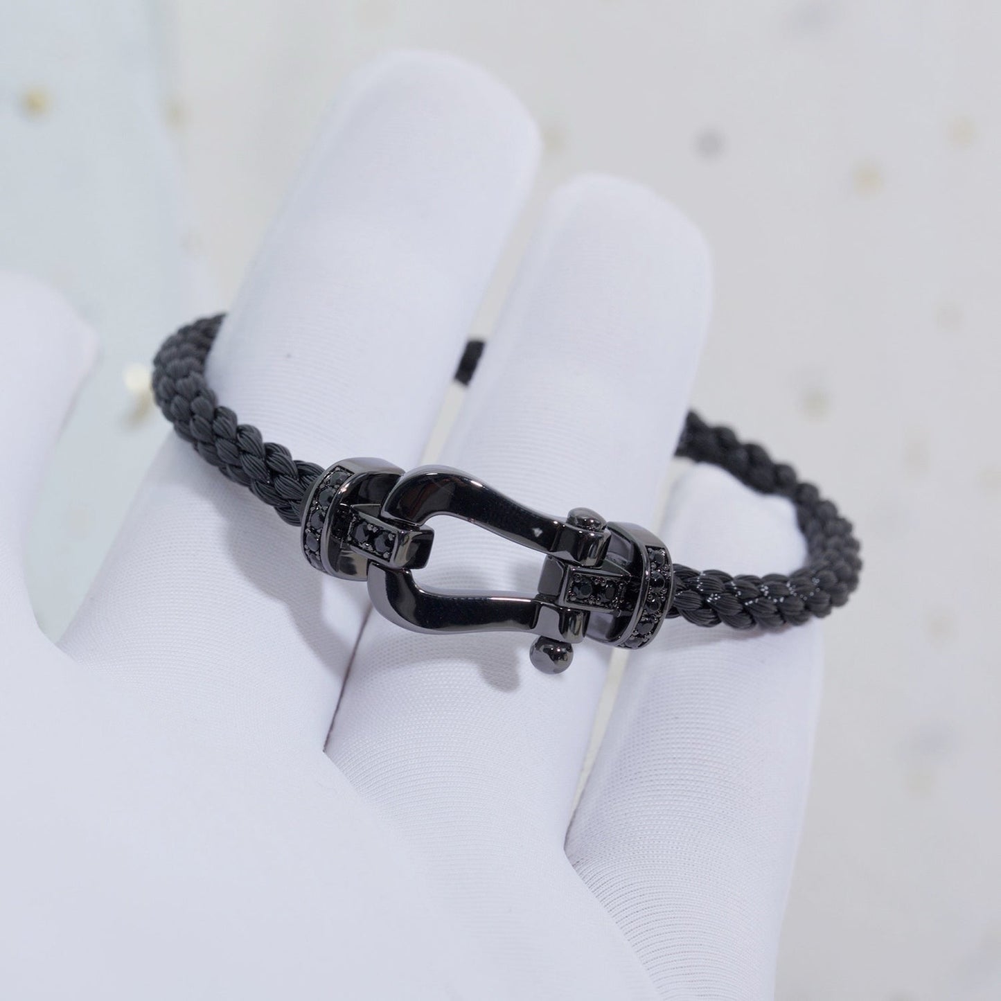 [Perla Lux]FORCE LARGE SERIES HORSESHOE BLACK SAMURAI BRACELET