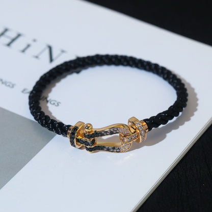 [Perla Lux]FORCE LARGE HORSESHOE BLACK WHITE DIAMOND BRACELET ROSE GOLD