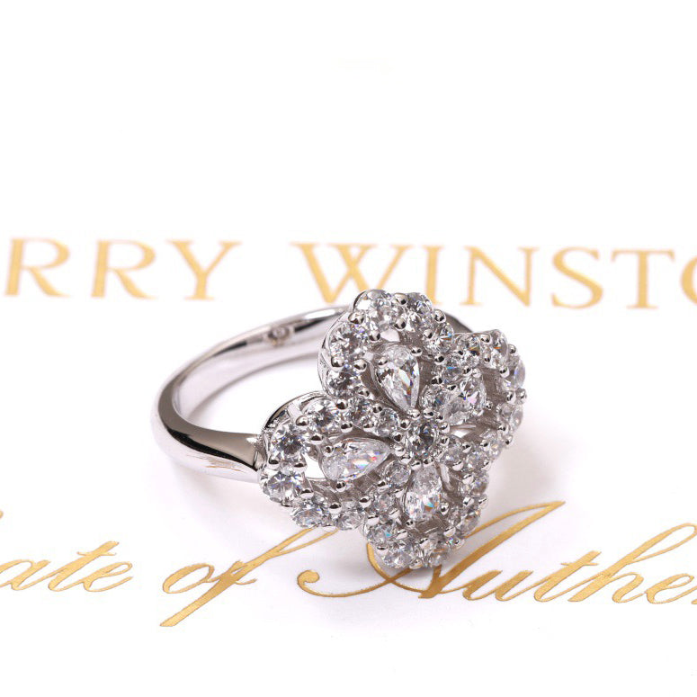 [Perla Lux]LOOP RING FULL MOTIF DIAMOND 16MM SILVE