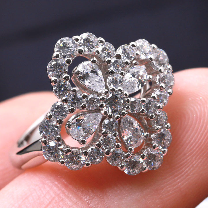 [Perla Lux]LOOP RING FULL MOTIF DIAMOND 16MM SILVE