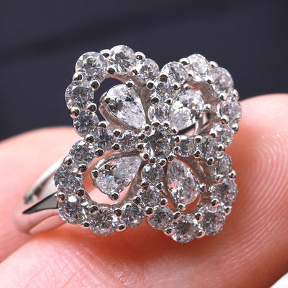 [Perla Lux]LOOP RING FULL MOTIF DIAMOND 16MM SILVE