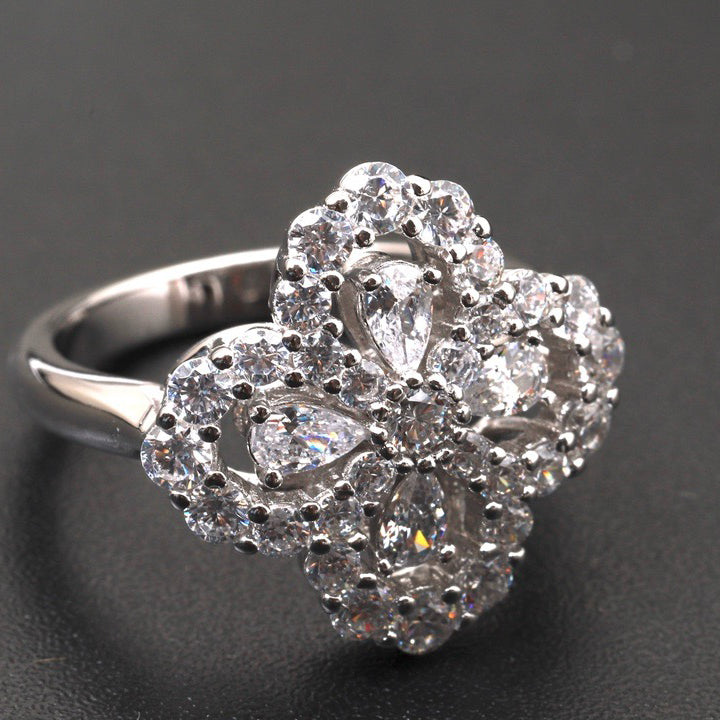[Perla Lux]LOOP RING FULL MOTIF DIAMOND 16MM SILVE