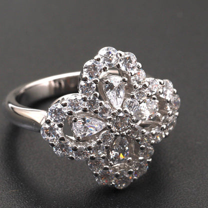 [Perla Lux]LOOP RING FULL MOTIF DIAMOND 16MM SILVE