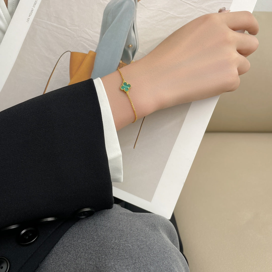 [Perla Lux]CLOVER BRACELET MALACHITE 1 MOTIF