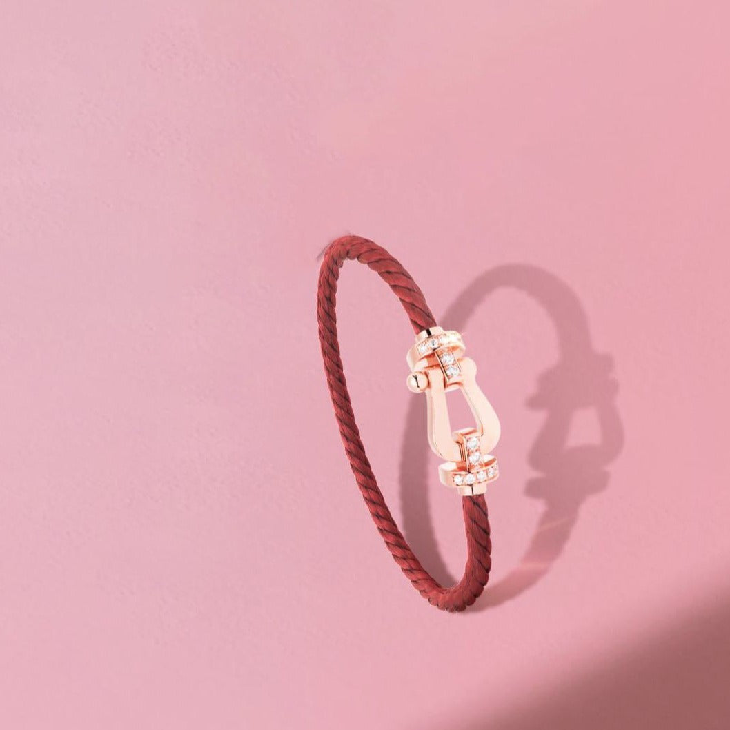 [Perla Lux]FORCE 10 HALF DIAMOND PINK GOLD RED CORDERI LARGE AND MEDIUM MODEL