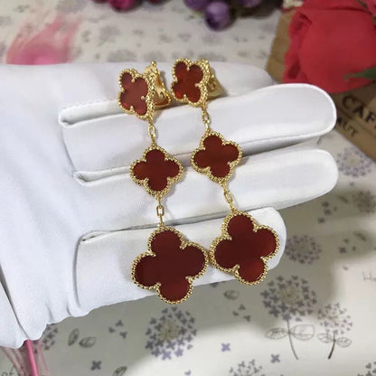 [Perla Lux]CLOVER 3 MOTIF CARNELIAN DROP EARRINGS