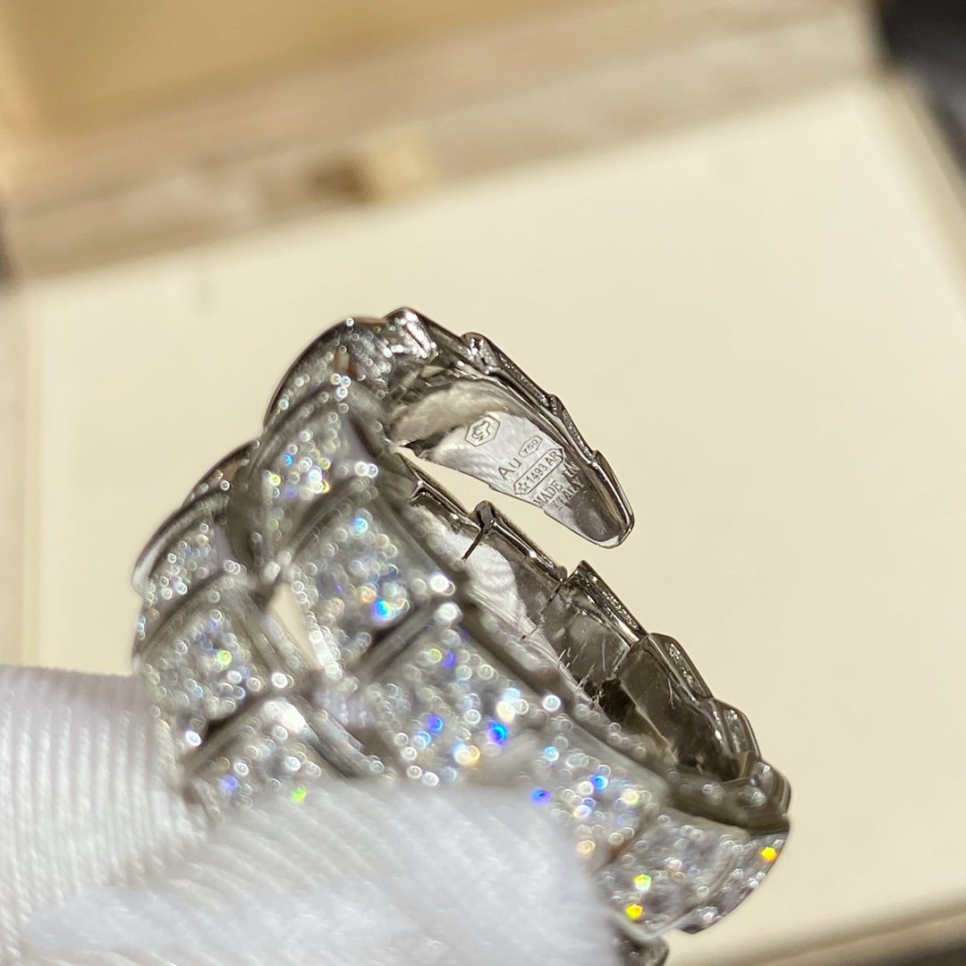 [Perla Lux]SERPENTI DOUBLE RING SILVER DIAMOND PAVED