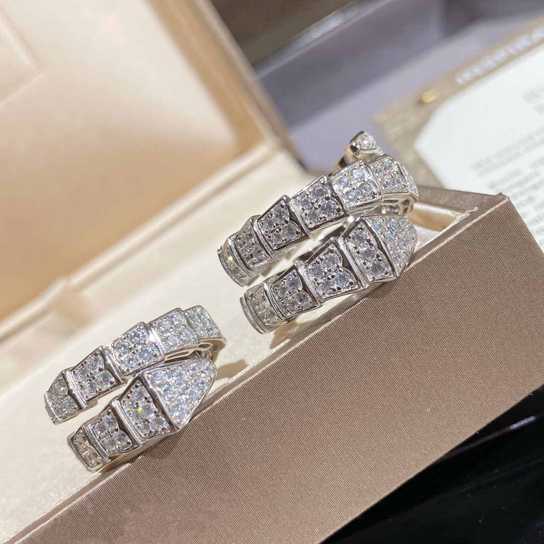 [Perla Lux]SERPENTI DOUBLE RING SILVER DIAMOND PAVED