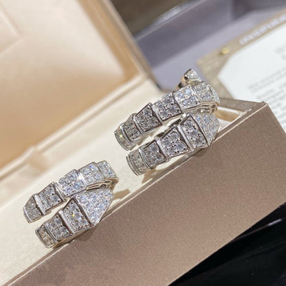 [Perla Lux]SERPENTI DOUBLE RING SILVER DIAMOND PAVED