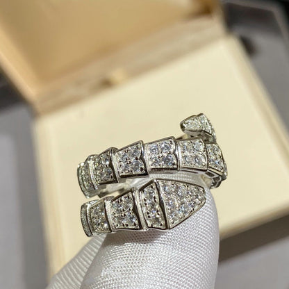 [Perla Lux]SERPENTI DOUBLE RING SILVER DIAMOND PAVED