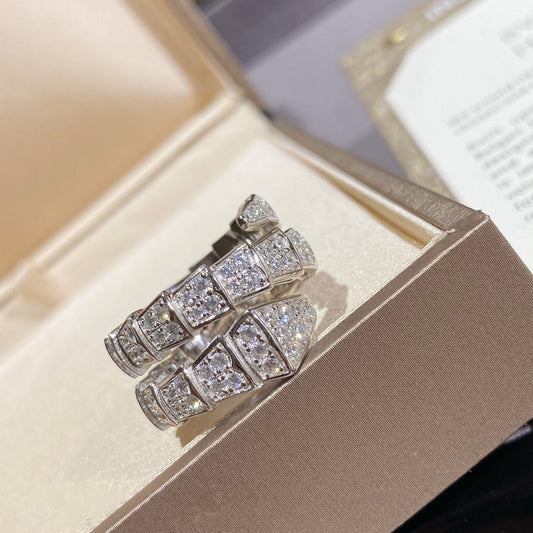 [Perla Lux]SERPENTI DOUBLE RING SILVER DIAMOND PAVED
