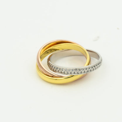 [Perla Lux]TRINITY RING GOLD PINK GOLD SILVER DIAMONDS