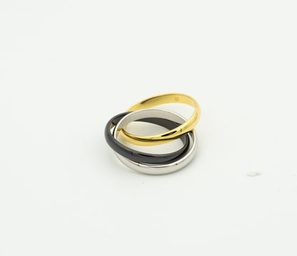 [Perla Lux]TRINITY RING BLACK GOLD SILVER