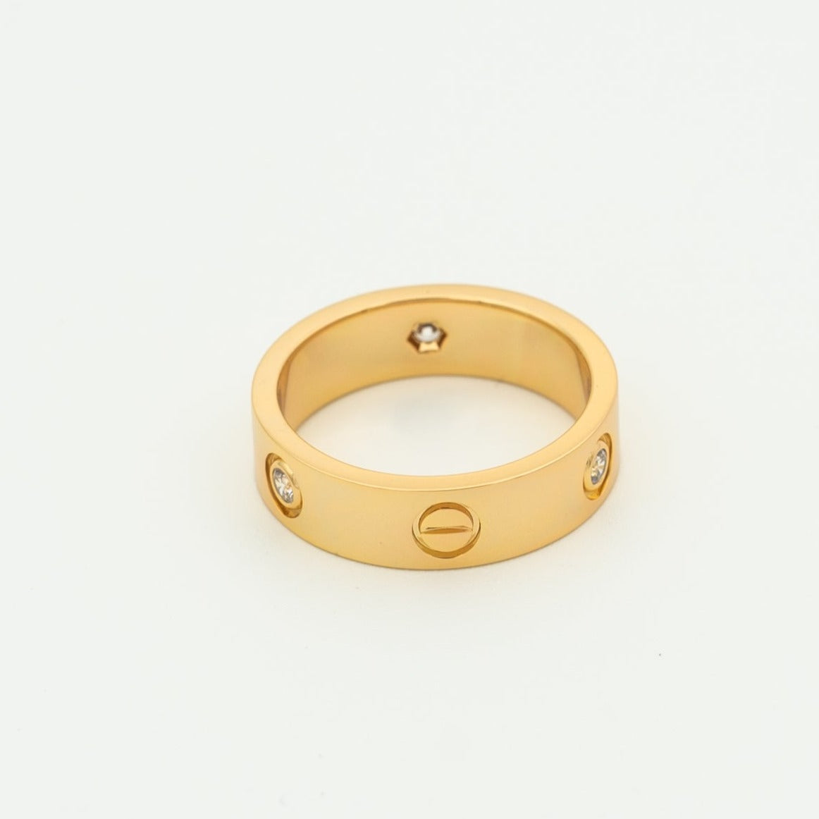 [Perla Lux]LOVE RING 5.5MM 3 DIAMONDS PINK GOLD