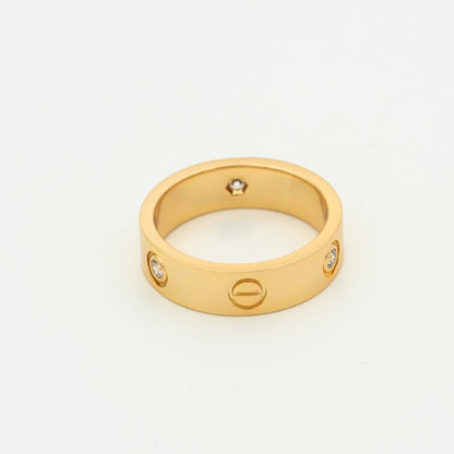 [Perla Lux]LOVE RING 5.5MM 3 DIAMONDS PINK GOLD