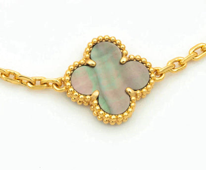 [Perla Lux]CLOVER 5 MOTIF GRAY MOP DIAMOND BRACELET