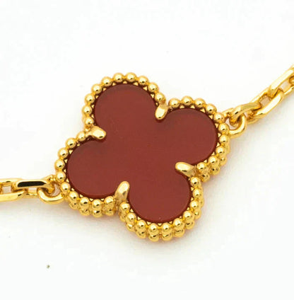 [Perla Lux]CLOVER  5 MOTIFS CARNELIAN GOLD BRACELET