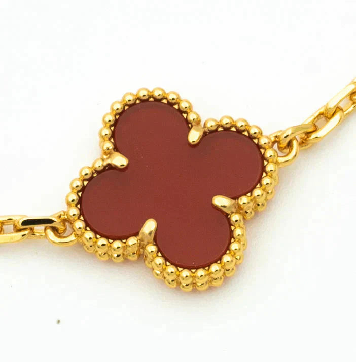 [Perla Lux]CLOVER 5 MOTIFS CARNELIAN DIAMOND BRACELET
