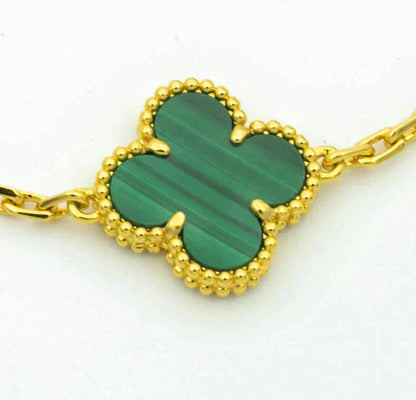 [Perla Lux]CLOVER  5 MOTIF MALACHITE DIAMOND BRACELET