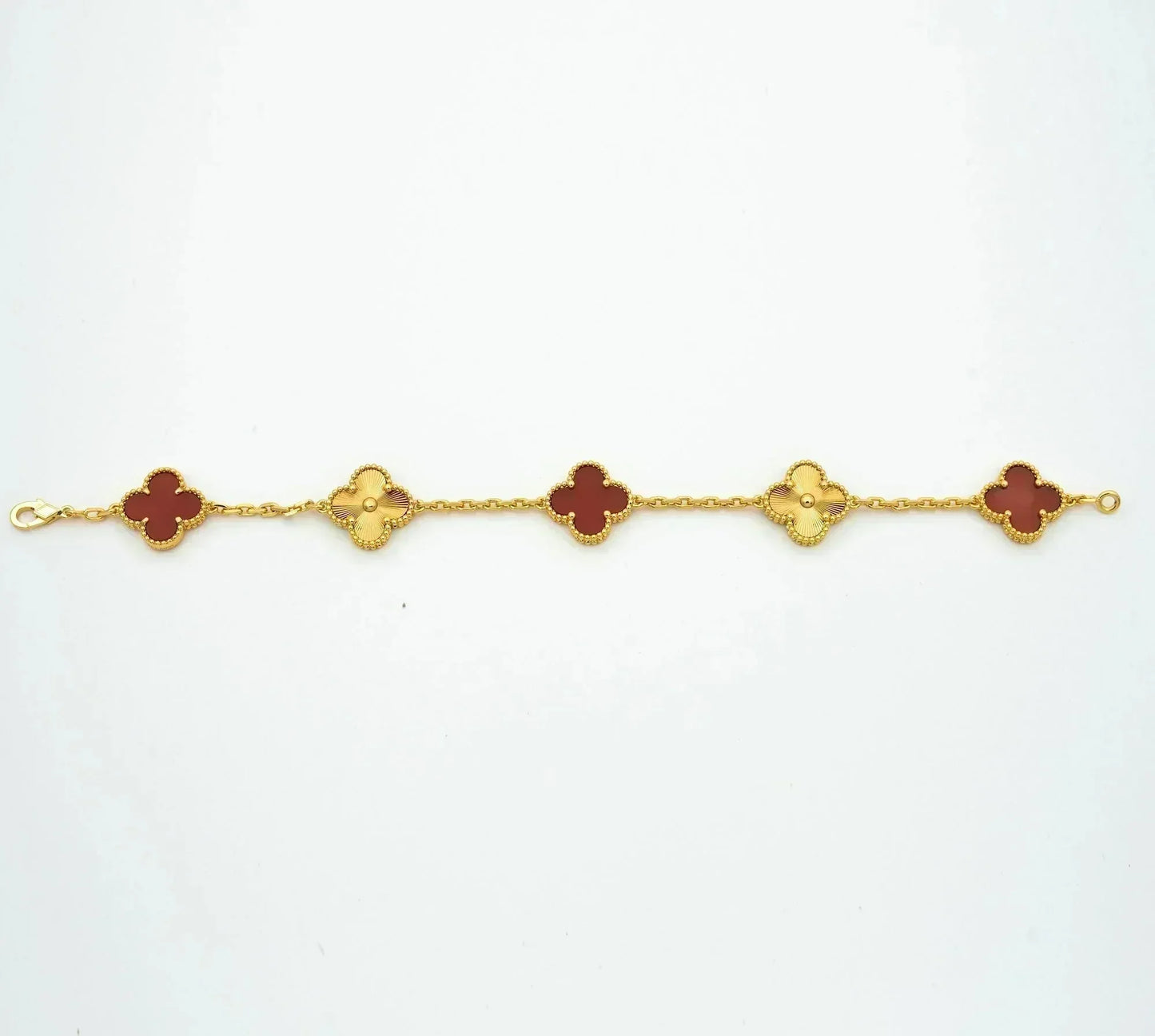 [Perla Lux]CLOVER  5 MOTIFS CARNELIAN GOLD BRACELET