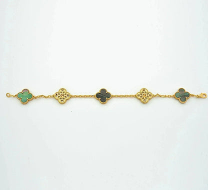 [Perla Lux]CLOVER 5 MOTIF GRAY MOP DIAMOND BRACELET