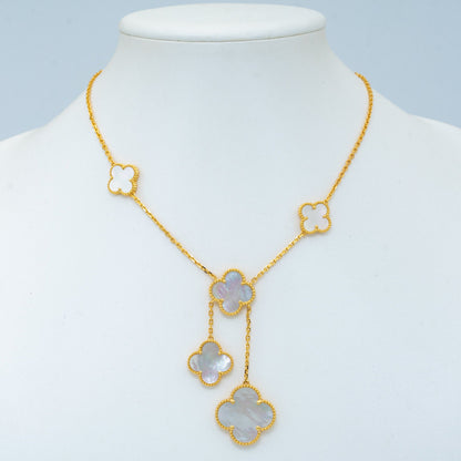 [Perla Lux]CLOVER MOTHER OF PEARL NECKLACE 6 MOTIF