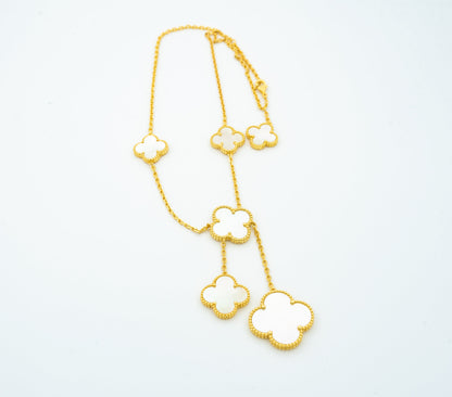 [Perla Lux]CLOVER MOTHER OF PEARL NECKLACE 6 MOTIF