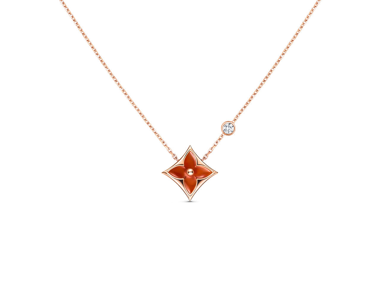 [Perla Lux]STAR NECKLACE PINK GOLD 1 DIAMOND